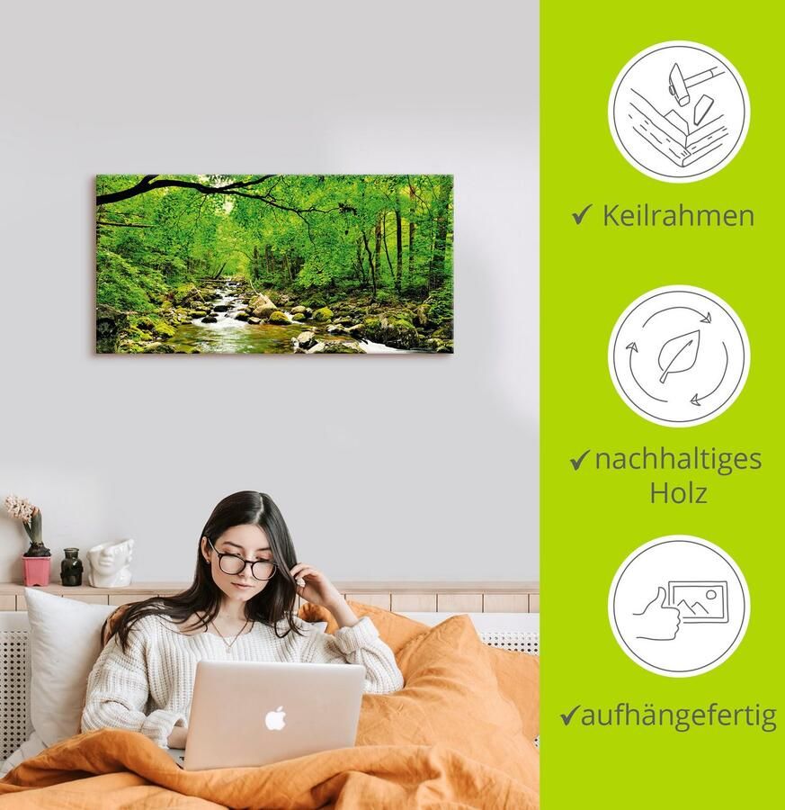 Artland Artprint Herfstbos rivier Smolny als artprint op linnen poster muursticker in verschillende maten - Foto 3