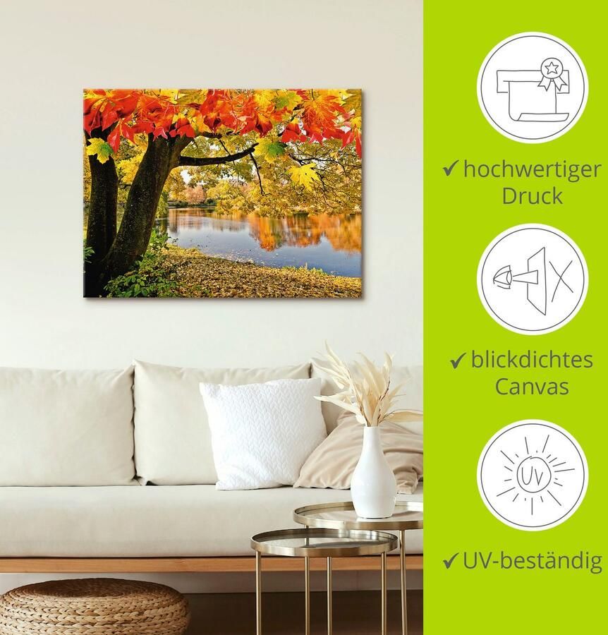 Artland Artprint Herfstdag aan een rustig meer als artprint van aluminium artprint voor buiten artprint op linnen in verschillende maten - Foto 3