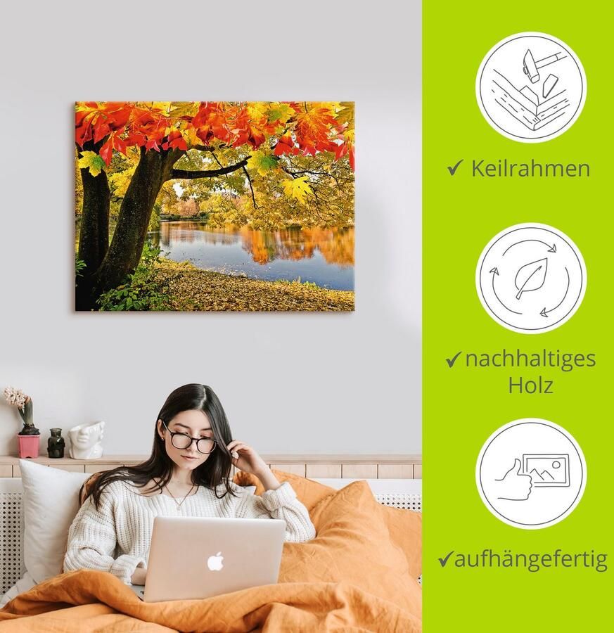 Artland Artprint Herfstdag aan een rustig meer als artprint van aluminium artprint voor buiten artprint op linnen in verschillende maten - Foto 2