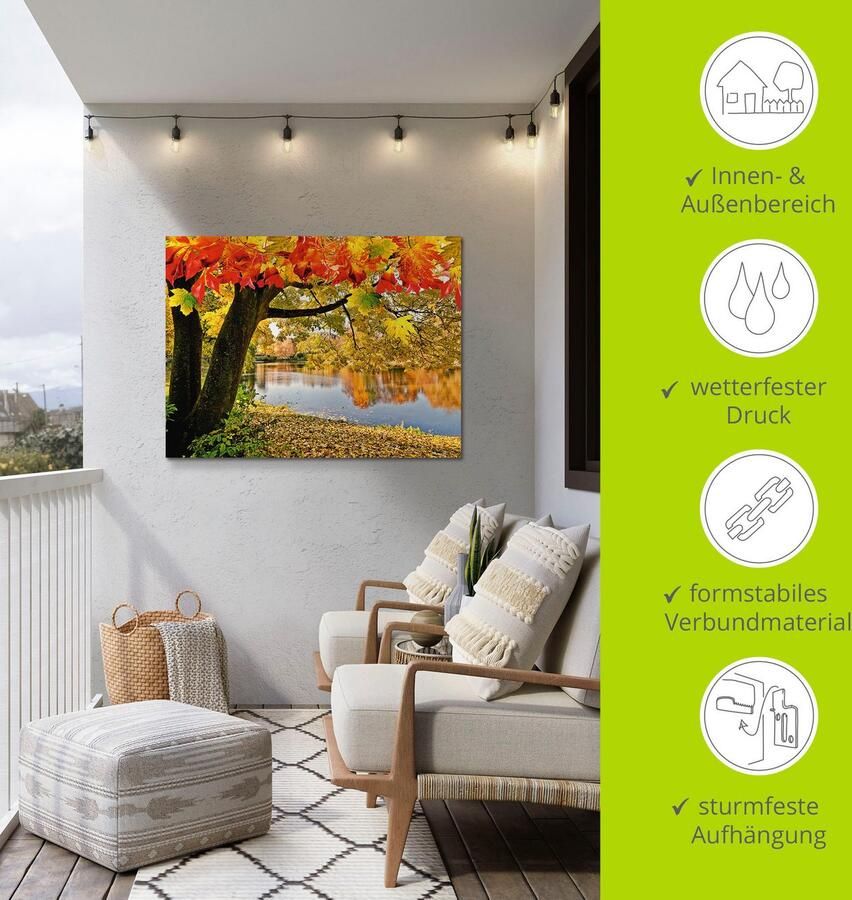 Artland Artprint Herfstdag aan een rustig meer als artprint van aluminium artprint voor buiten artprint op linnen in verschillende maten - Foto 5