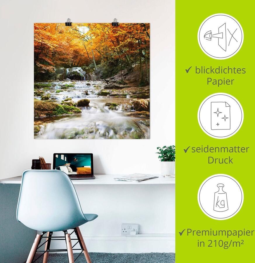 Artland Artprint Herfstige waterval als poster muursticker in verschillende maten - Foto 3