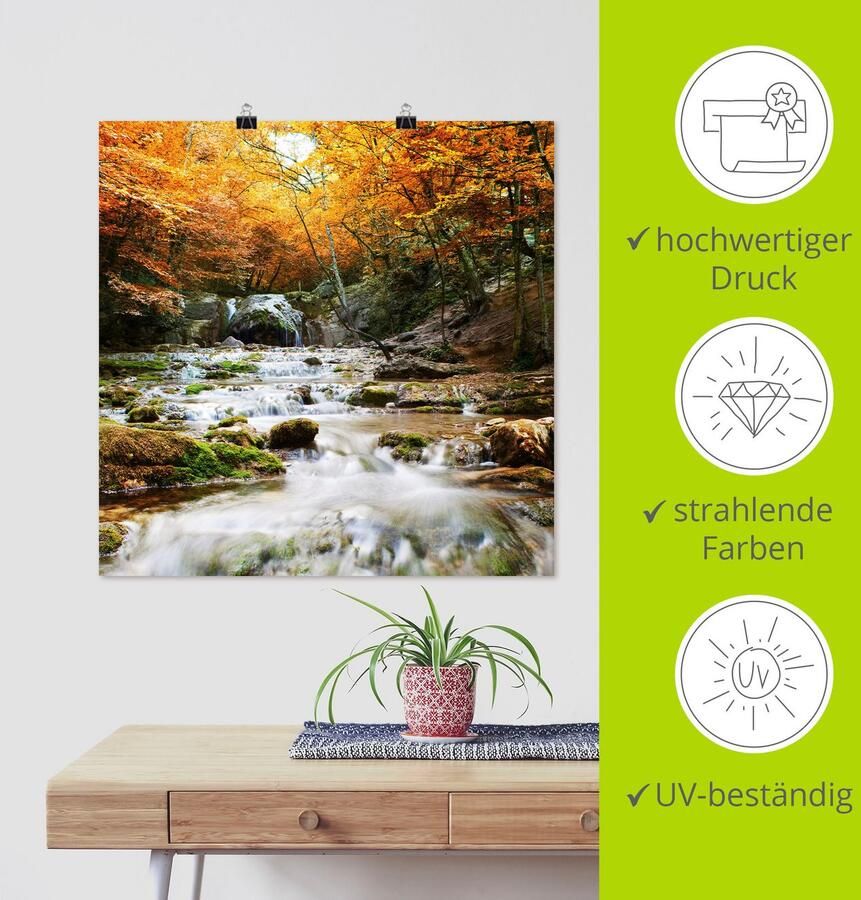 Artland Artprint Herfstige waterval als poster muursticker in verschillende maten - Foto 4