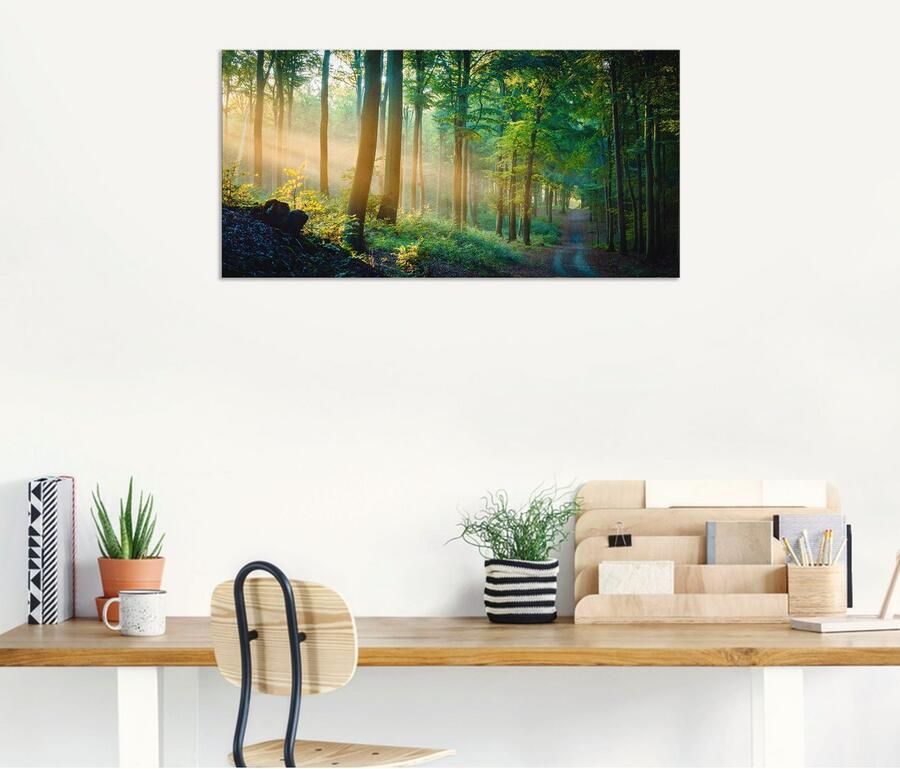 Artland Aluminium dibond print Herfstmorgen in het bos geschikt voor binnen en buiten buitenafbeelding - Foto 6