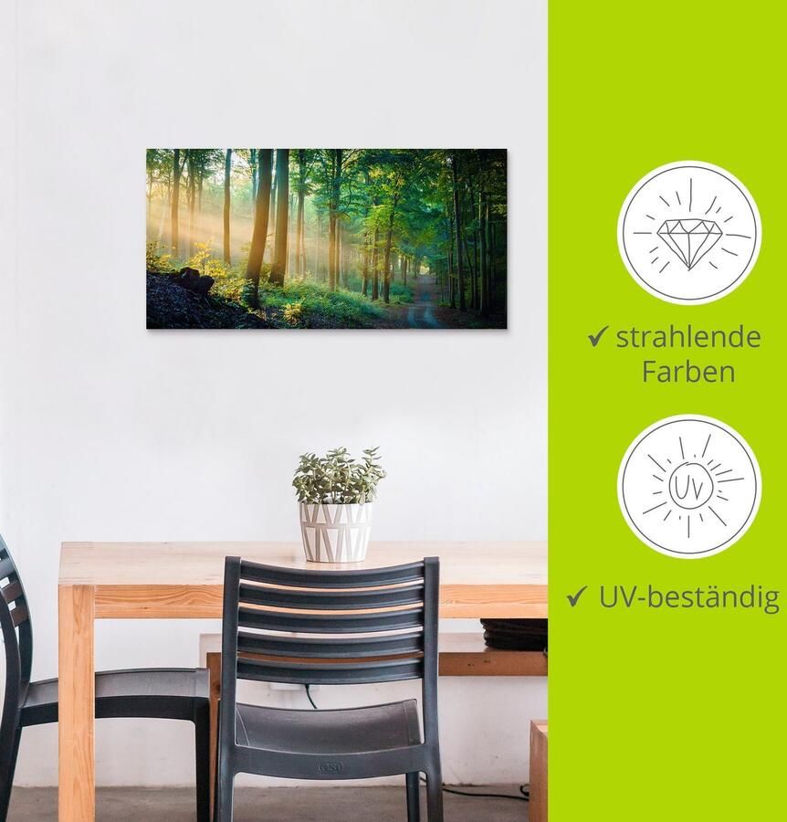 Artland Aluminium dibond print Herfstmorgen in het bos geschikt voor binnen en buiten buitenafbeelding - Foto 3