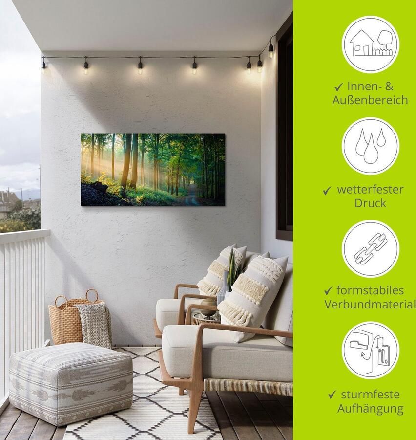 Artland Aluminium dibond print Herfstmorgen in het bos geschikt voor binnen en buiten buitenafbeelding - Foto 5