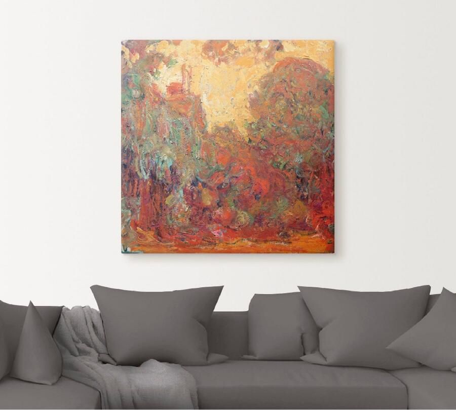 Artland Artprint Het huis in Giverny compositie in rood als artprint op linnen poster in verschillende formaten maten - Foto 4