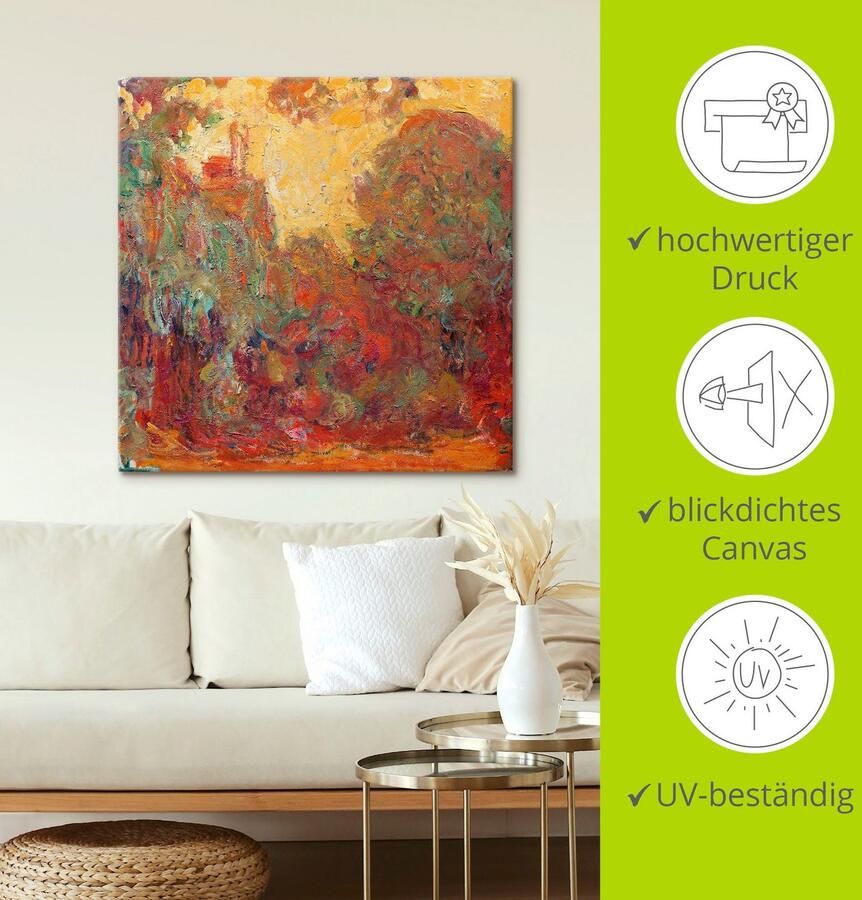 Artland Artprint Het huis in Giverny compositie in rood als artprint op linnen poster in verschillende formaten maten - Foto 2