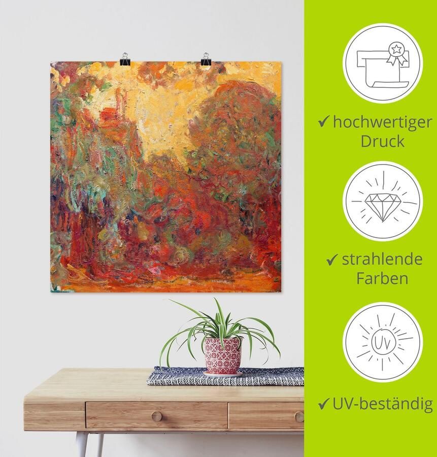 Artland Artprint Het huis in Giverny compositie in rood als artprint op linnen poster in verschillende formaten maten - Foto 3