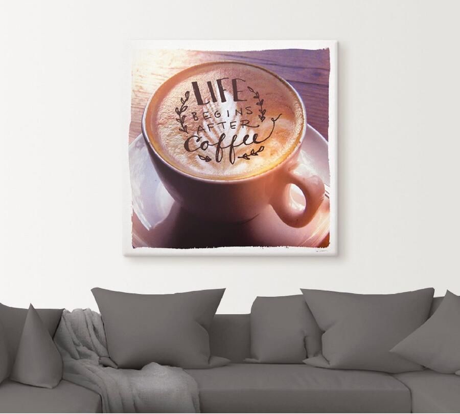 Artland Artprint Het leven begint na de koffie als artprint op linnen poster in verschillende formaten maten - Foto 4