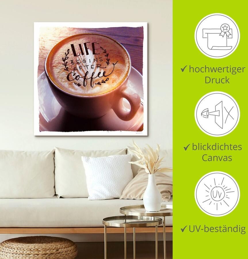 Artland Artprint Het leven begint na de koffie als artprint op linnen poster in verschillende formaten maten - Foto 2