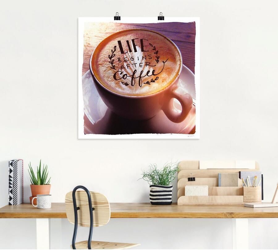Artland Artprint Het leven begint na de koffie als artprint op linnen poster in verschillende formaten maten - Foto 4
