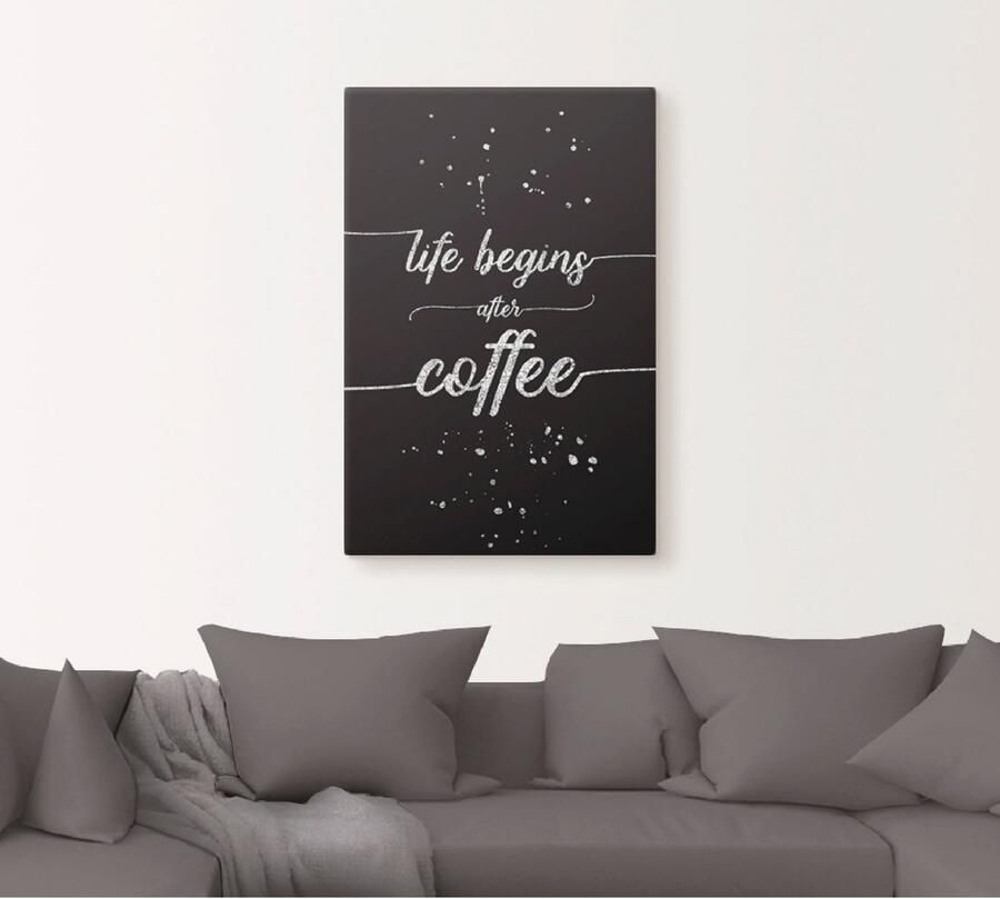 Artland Artprint Het leven begint na de koffie als artprint van aluminium artprint op linnen muursticker verschillende maten - Foto 4