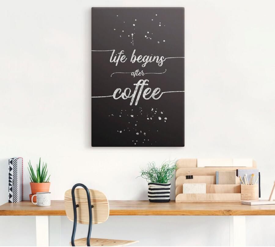 Artland Artprint Het leven begint na de koffie als artprint van aluminium artprint op linnen muursticker verschillende maten - Foto 3