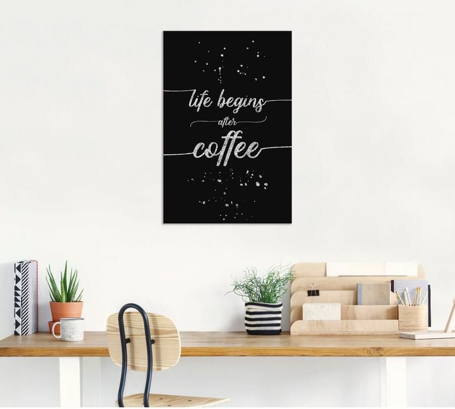 Artland Artprint Het leven begint na de koffie als artprint van aluminium artprint op linnen muursticker verschillende maten - Foto 6
