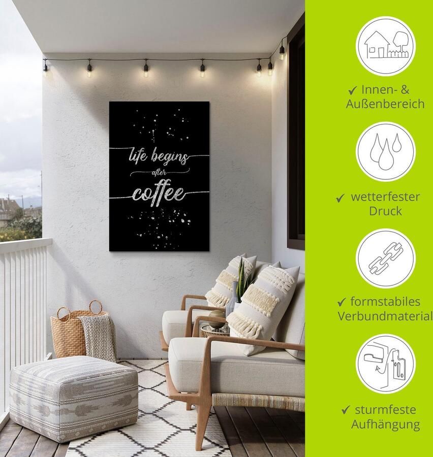 Artland Artprint Het leven begint na de koffie als artprint van aluminium artprint op linnen muursticker verschillende maten - Foto 4