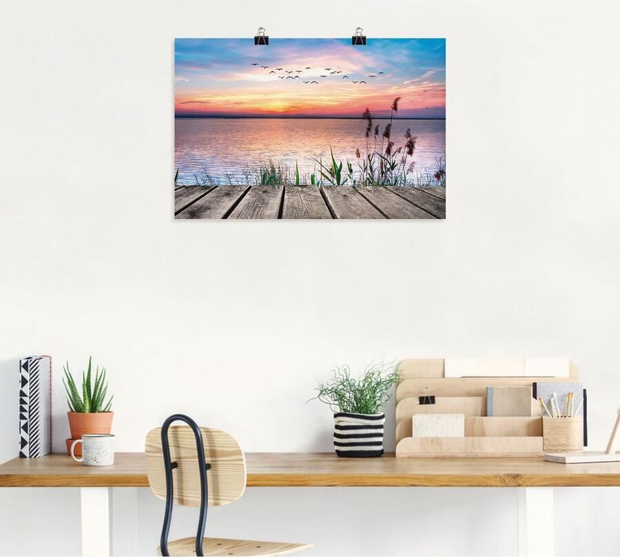 Artland Artprint Het meer in de kleuren van de wolken als artprint van aluminium artprint voor buiten artprint op linnen poster muursticker - Foto 5