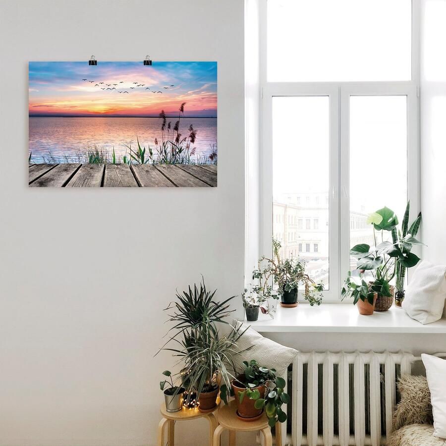 Artland Artprint Het meer in de kleuren van de wolken als artprint van aluminium artprint voor buiten artprint op linnen poster muursticker - Foto 2