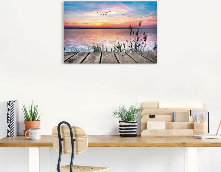 Artland Artprint Het meer in de kleuren van de wolken als artprint van aluminium artprint voor buiten artprint op linnen poster muursticker - Foto 5