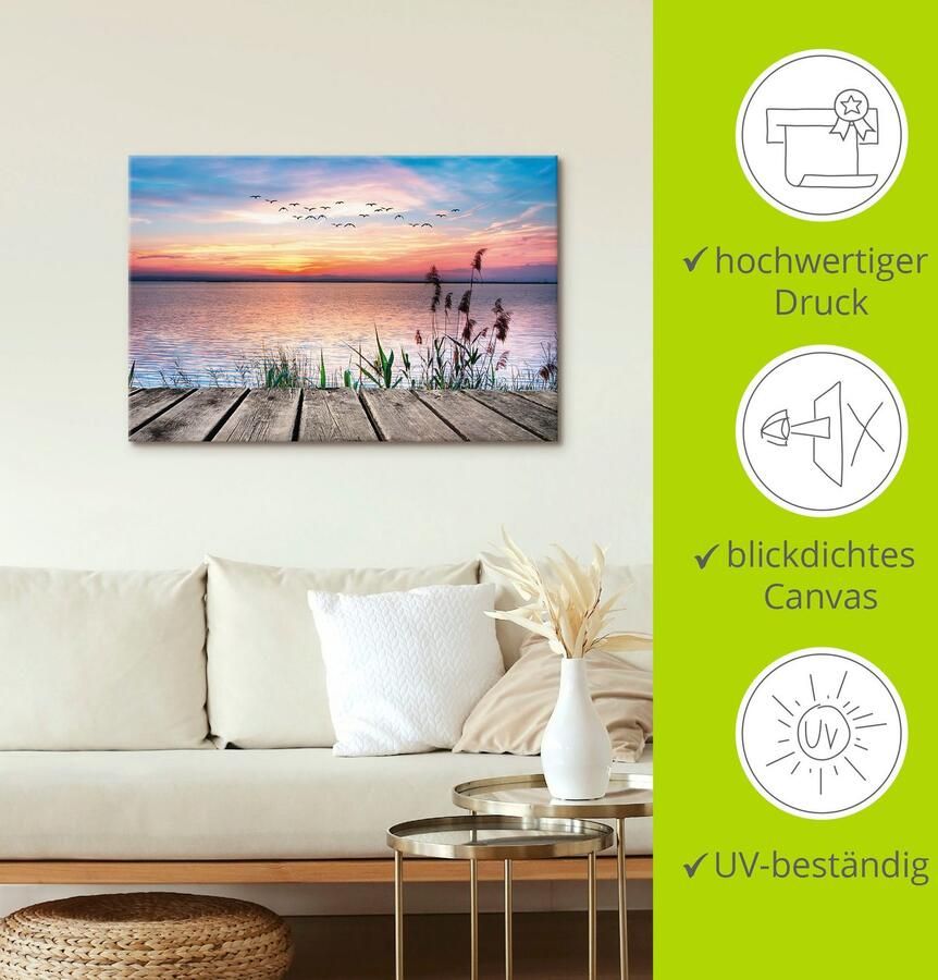 Artland Artprint Het meer in de kleuren van de wolken als artprint van aluminium artprint voor buiten artprint op linnen poster muursticker - Foto 3