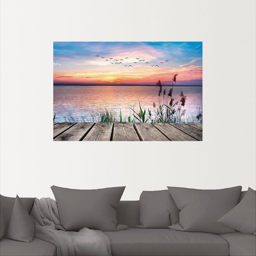 Artland Artprint Het meer in de kleuren van de wolken als artprint van aluminium artprint voor buiten artprint op linnen poster muursticker - Foto 6