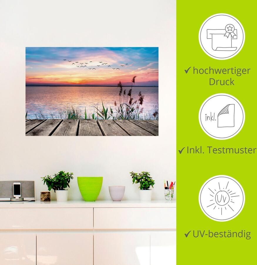 Artland Artprint Het meer in de kleuren van de wolken als artprint van aluminium artprint voor buiten artprint op linnen poster muursticker - Foto 2