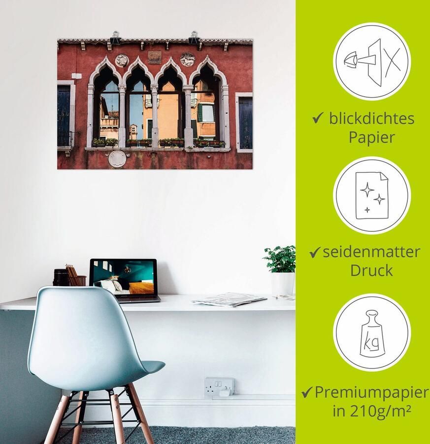 Artland Artprint Historisch gebouw oude binnenstad van Venetië als artprint op linnen poster muursticker in verschillende maten - Foto 2