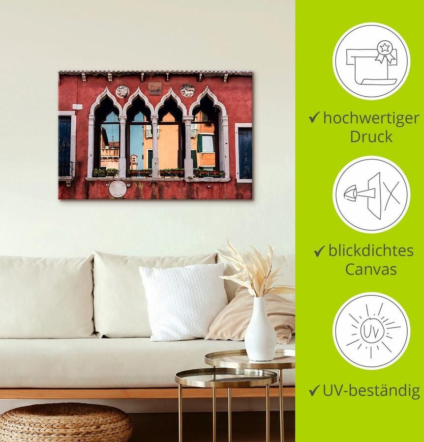 Artland Artprint Historisch gebouw oude binnenstad van Venetië als artprint op linnen poster muursticker in verschillende maten - Foto 3