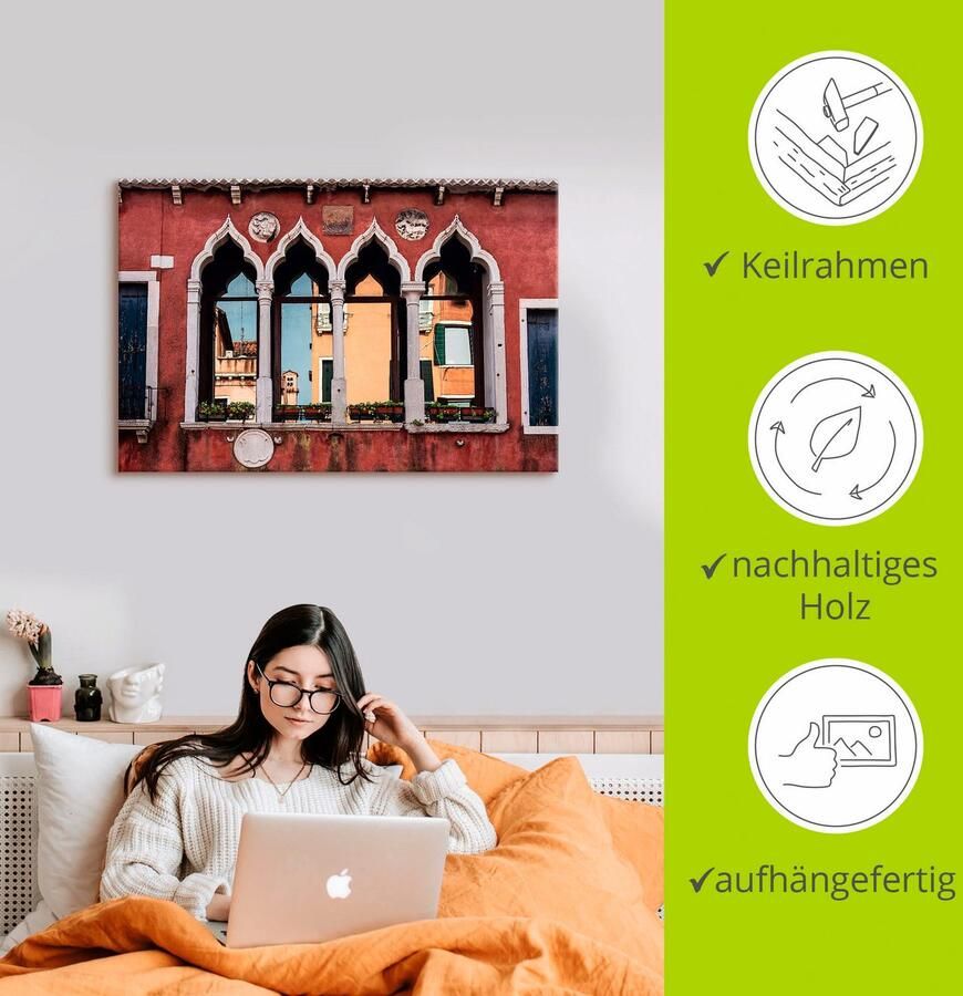 Artland Artprint Historisch gebouw oude binnenstad van Venetië als artprint op linnen poster muursticker in verschillende maten - Foto 2