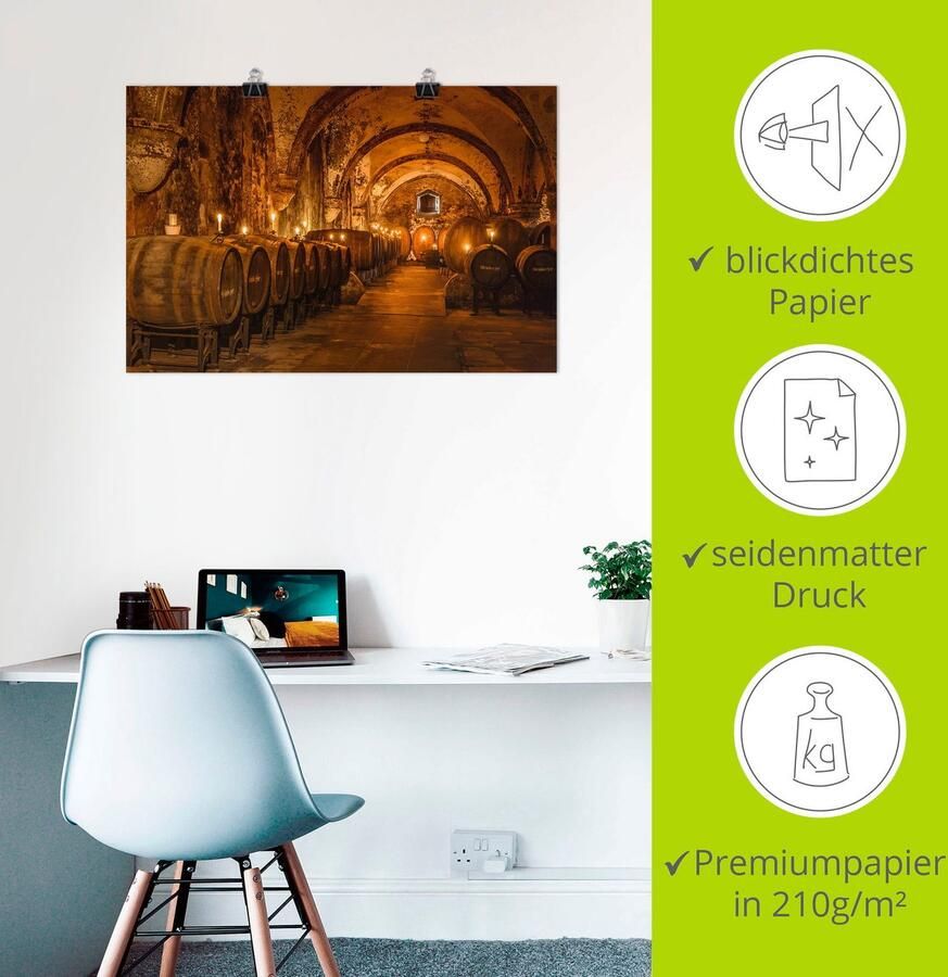 Artland Artprint Historische wijnkelder Eberbach als artprint van aluminium artprint voor buiten artprint op linnen poster in verschillende maten. maten - Foto 4
