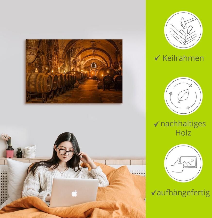 Artland Artprint Historische wijnkelder Eberbach als artprint van aluminium artprint voor buiten artprint op linnen poster in verschillende maten. maten - Foto 2