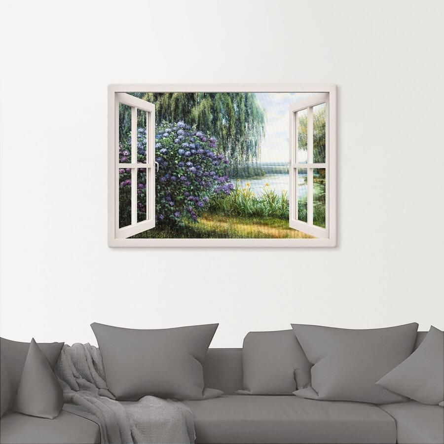 Artland Artprint op linnen Hortensia's aan het meer - Foto 2