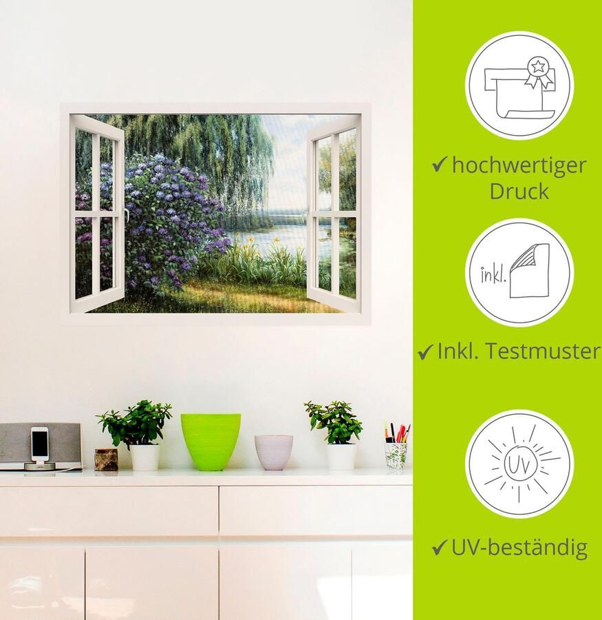 Artland Artprint Hortensia's aan het meer als artprint op linnen poster muursticker in verschillende maten - Foto 3