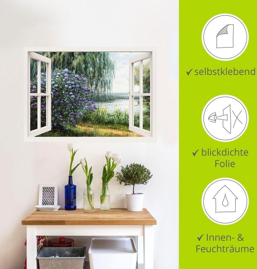 Artland Artprint Hortensia's aan het meer als artprint op linnen poster muursticker in verschillende maten - Foto 4