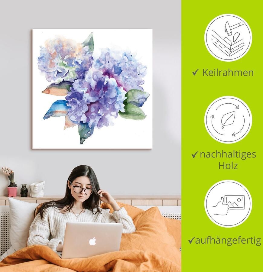 Artland Artprint Hortensia's als artprint op linnen poster in verschillende formaten maten - Foto 3