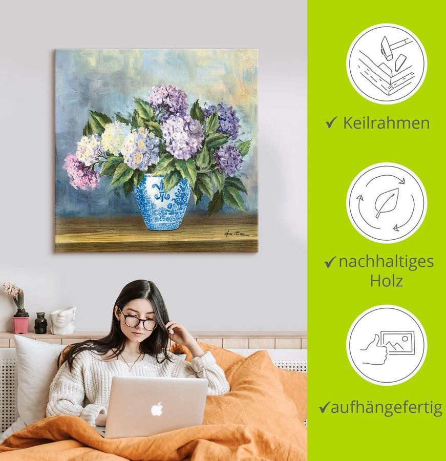 Artland Artprint Hortensia's als artprint van aluminium artprint voor buiten artprint op linnen in verschillende maten - Foto 3