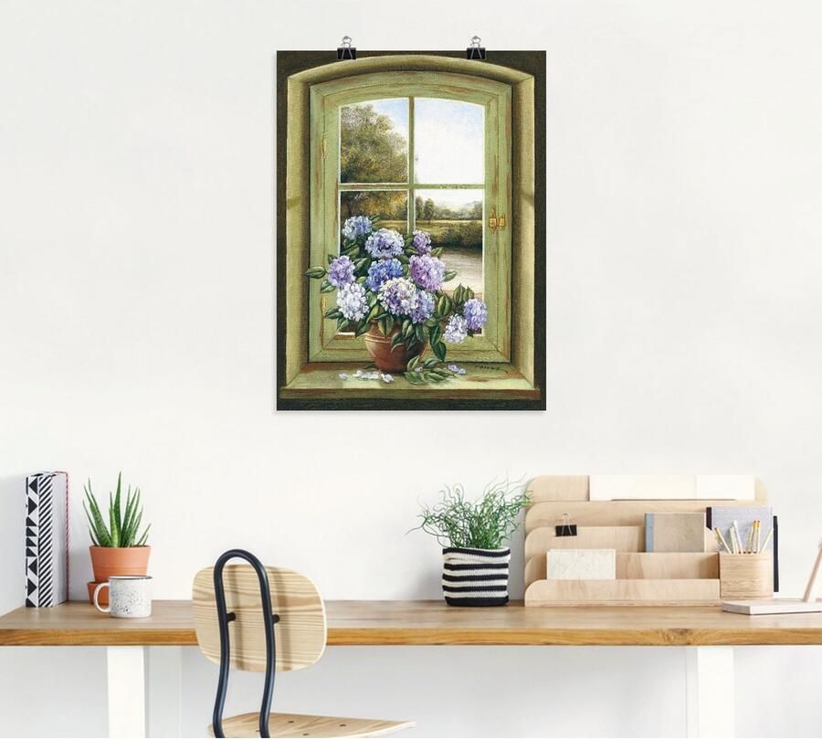 Artland Artprint Hortensia's bij het raam als artprint van aluminium artprint voor buiten artprint op linnen poster muursticker - Foto 5