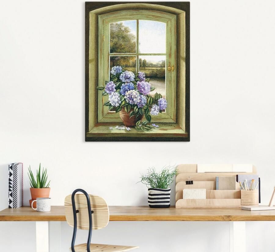 Artland Artprint Hortensia's bij het raam als artprint van aluminium artprint voor buiten artprint op linnen poster muursticker - Foto 4