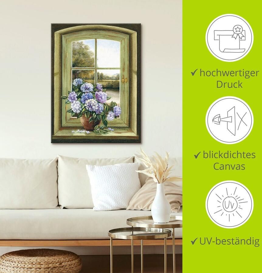 Artland Artprint Hortensia's bij het raam als artprint van aluminium artprint voor buiten artprint op linnen poster muursticker - Foto 3