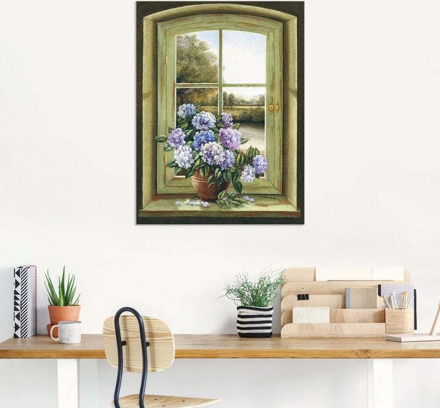Artland Artprint Hortensia's bij het raam als artprint van aluminium artprint voor buiten artprint op linnen poster muursticker - Foto 5