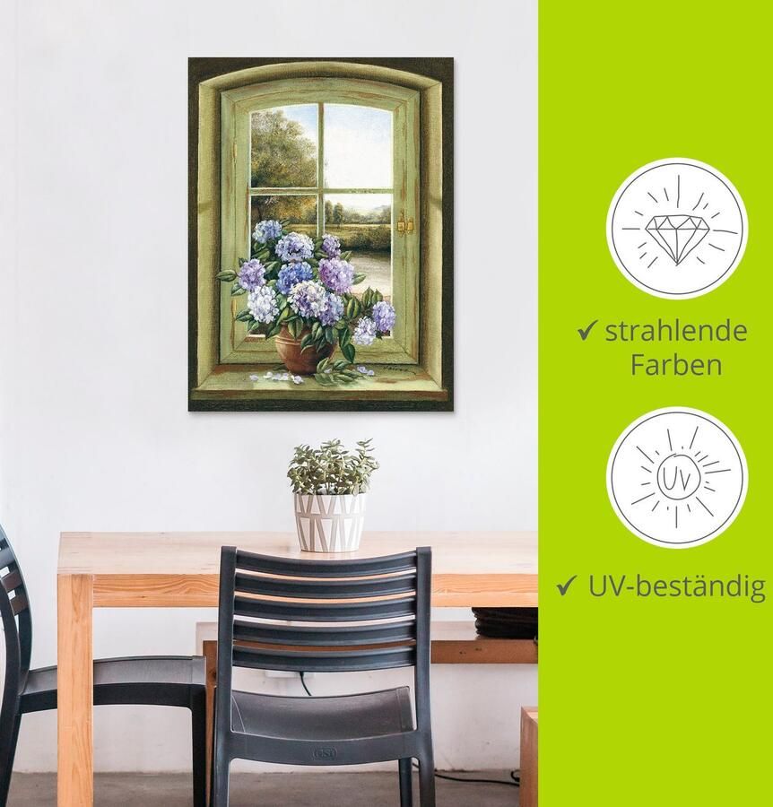 Artland Artprint Hortensia's bij het raam als artprint van aluminium artprint voor buiten artprint op linnen poster muursticker - Foto 3