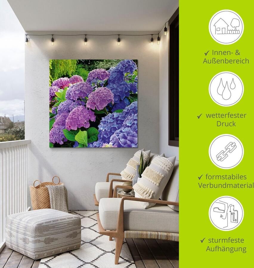 Artland Artprint Hortensia's in de tuin als artprint van aluminium artprint voor buiten artprint op linnen poster muursticker - Foto 4