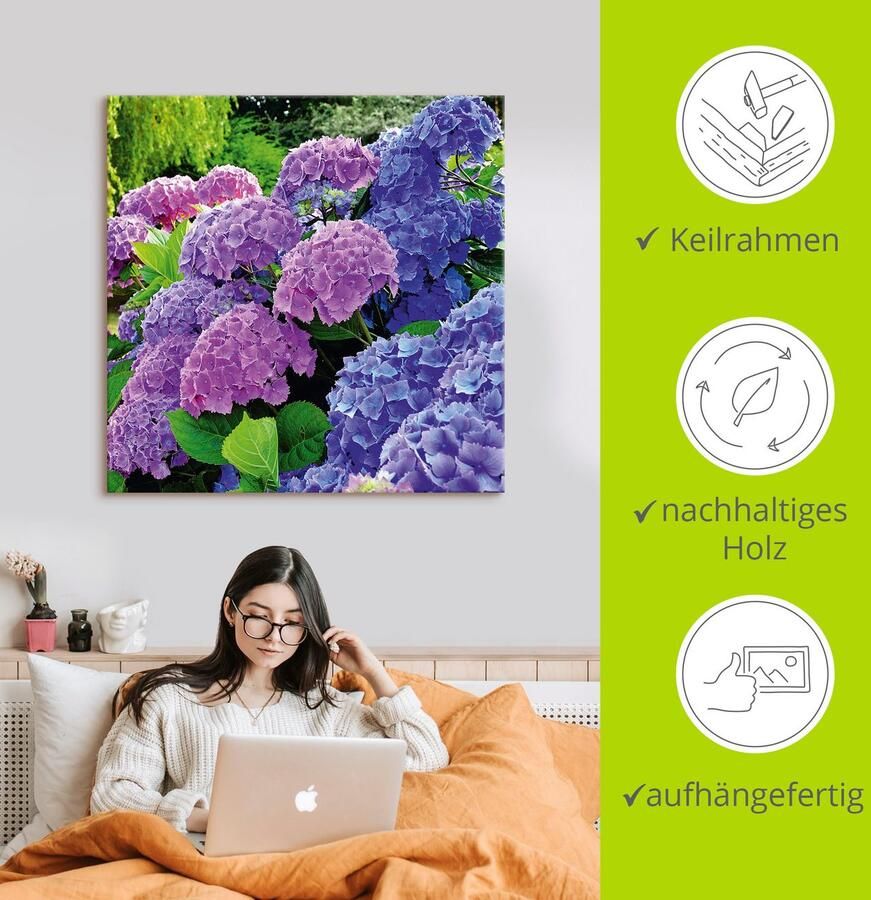 Artland Artprint Hortensia's in de tuin als artprint van aluminium artprint voor buiten artprint op linnen poster muursticker - Foto 3