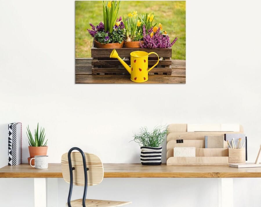 Artland Artprint Houten kistje heide narcis gieter als artprint van aluminium artprint voor buiten artprint op linnen in verschillende maten - Foto 6