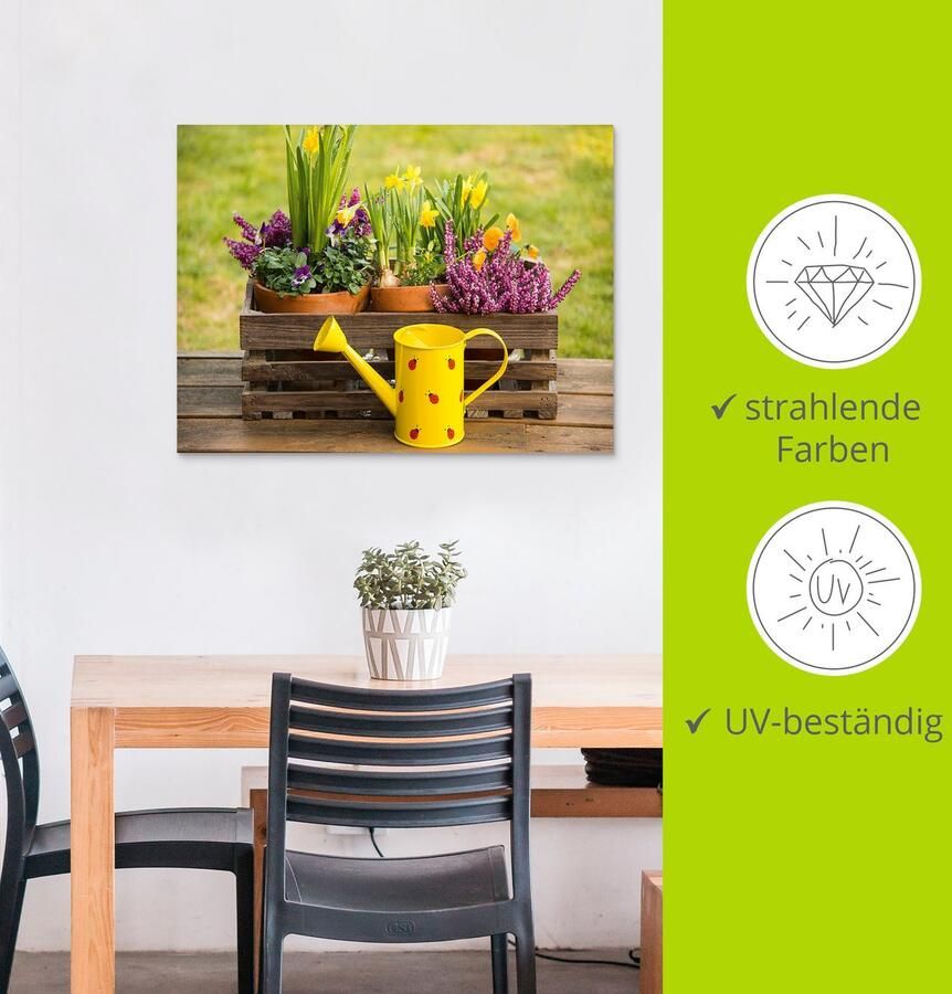 Artland Artprint Houten kistje heide narcis gieter als artprint van aluminium artprint voor buiten artprint op linnen in verschillende maten - Foto 3