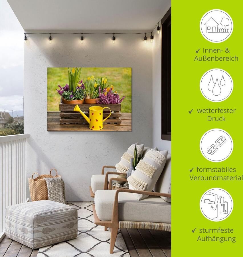 Artland Artprint Houten kistje heide narcis gieter als artprint van aluminium artprint voor buiten artprint op linnen in verschillende maten - Foto 4