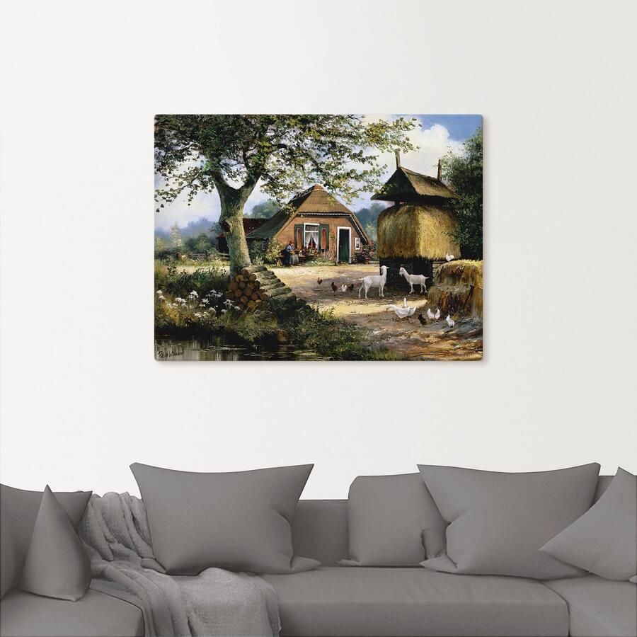 Artland Artprint Idyllische boerderij met kippen en geiten als artprint op linnen poster in verschillende formaten maten - Foto 2