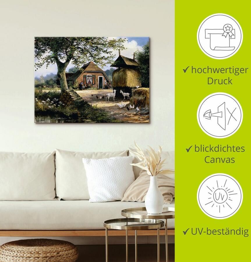 Artland Artprint Idyllische boerderij met kippen en geiten als artprint op linnen poster in verschillende formaten maten - Foto 2