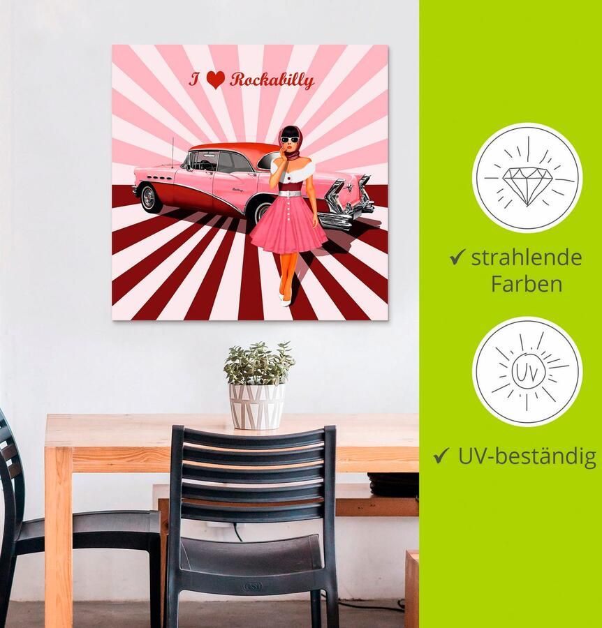 Artland Artprint Ik hou van rockabilly als artprint van aluminium artprint voor buiten artprint op linnen poster muursticker - Foto 3