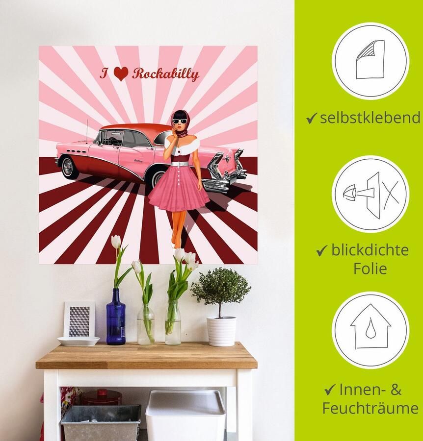 Artland Artprint Ik hou van rockabilly als artprint van aluminium artprint voor buiten artprint op linnen poster muursticker - Foto 2