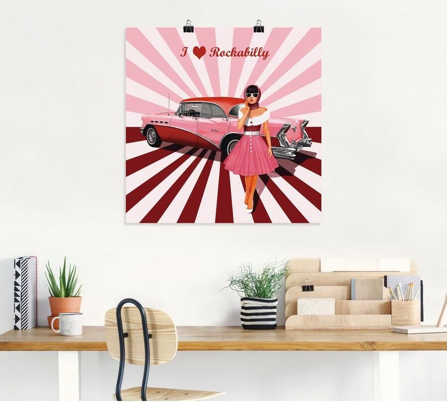 Artland Artprint Ik hou van rockabilly als artprint van aluminium artprint voor buiten artprint op linnen poster muursticker - Foto 4